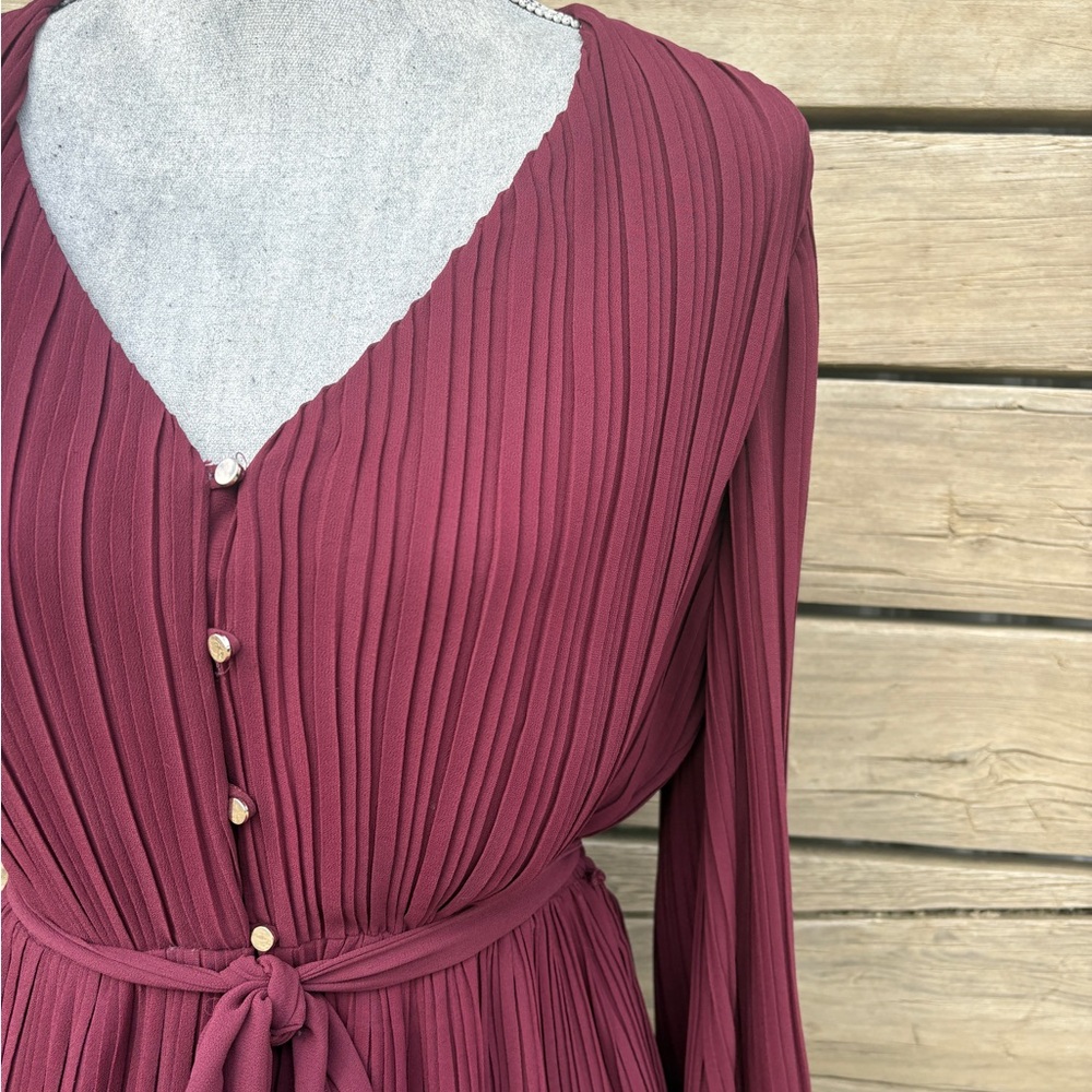 Ever New Burgundy Long Sleeve Dress Sz 4 - Picture 2 of 14